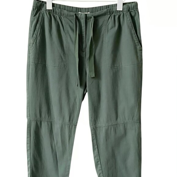 Eileen Fisher Women's Size Large 100% Organic Cotton Twill Ankle Pants Green EUC - Picture 1 of 9